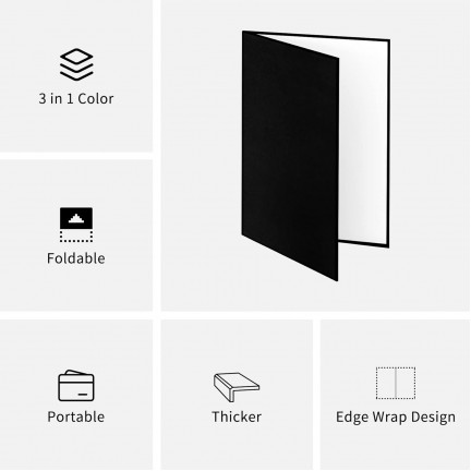3in1 Light Reflector Photography Cardboard 12x8 inch Black White and Silver