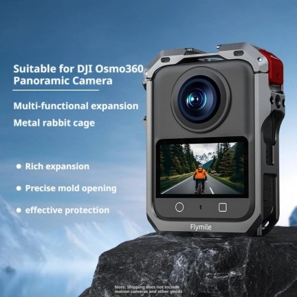 Metal Protective Cage for DJI Osmo 360 Camera with Dual Cold Shoe Mount