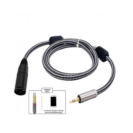 Type-C to 3 Pin XLR Compatible with Mobile Phone to AMP Sound Devices Braided Shielding Cable 3 Meter