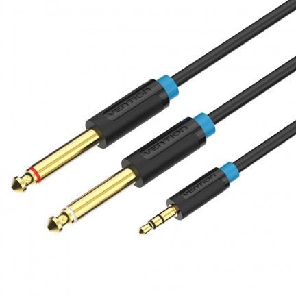 Audio Cable 3.5mm to Double 6.5mm TRS Cable AUX Male Mono 6.5 Jack to Stereo 3.5 Jack Audio Cable for Mixer Amplifier 1.5M