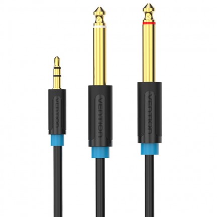 Audio Cable 3.5mm to Double 6.5mm TRS Cable AUX Male Mono 6.5 Jack to Stereo 3.5 Jack Audio Cable for Mixer Amplifier 1.5M