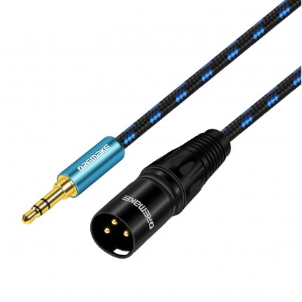 Braided 3.5mm (1/8 Inch) Male to XLR 3-Pin Male Stereo Audio Cable 1.5M