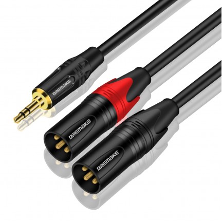 Aux 3.5mm (1/8 Inch) Male to Dual XLR 3-Pin Dual XLR Male Stereo Audio Cable 1M