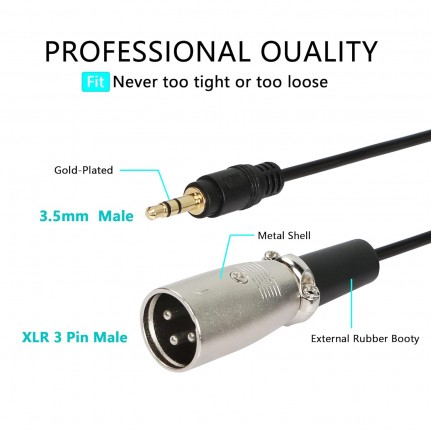 Aux 3.5mm (1/8 Inch) Male to XLR 3-Pin Male Stereo Audio Cable 3M