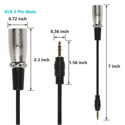 Aux 3.5mm (1/8 Inch) Male to XLR 3-Pin Male Stereo Audio Cable 15CM