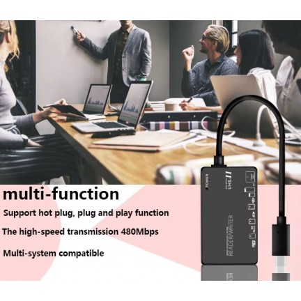 6in1 USB/Type C Multi USB Splitter TF/SD/MS/CF/M2/XD Memory Card Reader Adapter