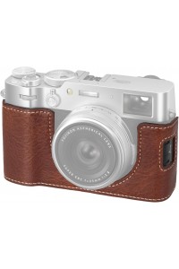 Leather Camera Half Case Compatible with Fujifilm X100VI Digital Camera Brown