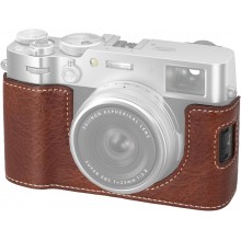 Leather Camera Half Case Compatible with Fujifilm X100VI Digital Camera Brown