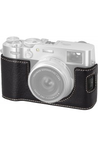 Leather Camera Half Case Compatible with Fujifilm X100VI Digital Camera Black