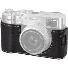 Leather Camera Half Case Compatible with Fujifilm X100VI Digital Camera Black