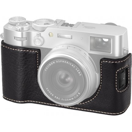 Leather Camera Half Case Compatible with Fujifilm X100VI Digital Camera Black