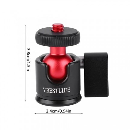 Mini Ball Head Mount Aluminum Alloy 360 Degree 1/4" Screw Mount