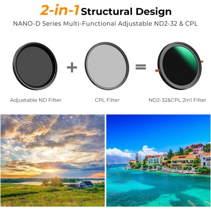 K&F Concept Nano-D Variable ND2-32 & CPL MC Filter 77mm