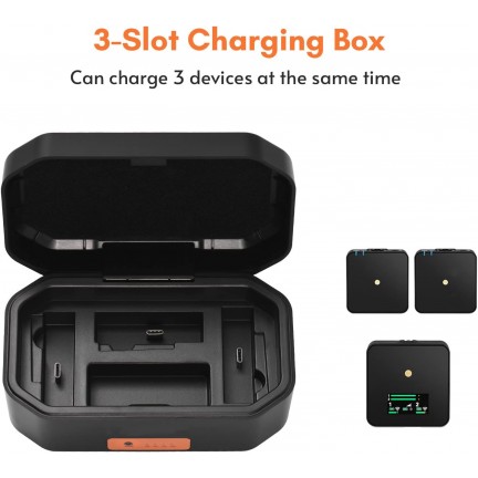 Wireless Microphone Charging Case 3-Slot 4200mAh USB-C PD Battery Quick Charge Charger for RODE Wireless GO I/GO II
