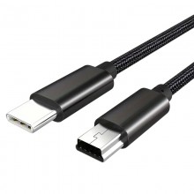USB Type-C to USB Mini B 5 Pin Braided Cable 1M