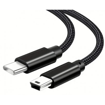 USB Type-C to USB Mini B 5 Pin Braided Cable 1M