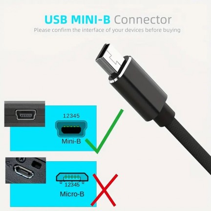 USB Type-C to USB Mini B 5 Pin Braided Cable 1M