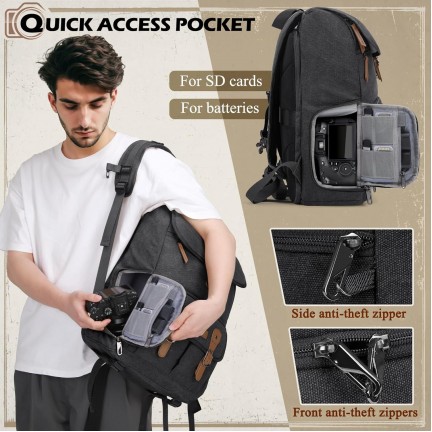 Camera Bag DSLR/SLR/Mirrorless Camera Backpack for Photographers Photography Case Backpacks With 15.6" Laptop Compartment