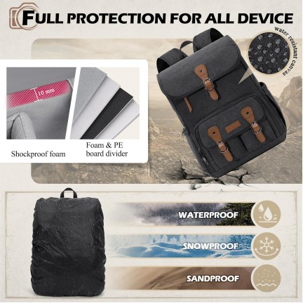 Camera Bag DSLR/SLR/Mirrorless Camera Backpack for Photographers Photography Case Backpacks With 15.6" Laptop Compartment