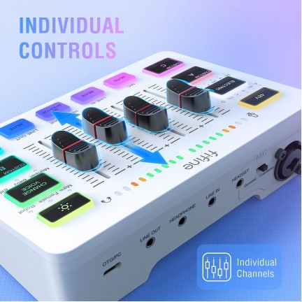 FIFINE AmpliGame SC3 Gaming USB Mixer Audio Mixer for Streaming & Podcast White