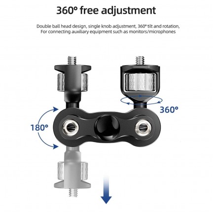 Aluminum Alloy Ball Head Bracket with 1/4" Screw Mount Arm Holder