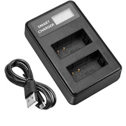 NB-10L Battery Charger LCD Smart USB Dual Channel Charger
