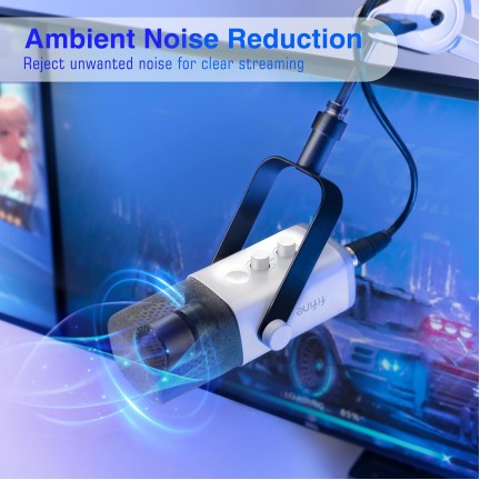 FIFINE Ampligame AM8T USB/XLR Gaming Microphone Kit (White)