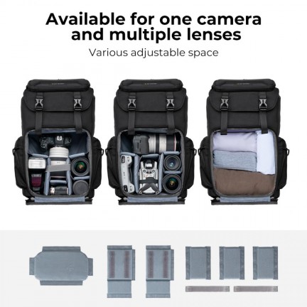 K&F Concept Camera Backpack Bag 15.6" with Laptop Compartment for DSLR/SLR Mirrorless Camera Backpack 25L Nature Wander 03
