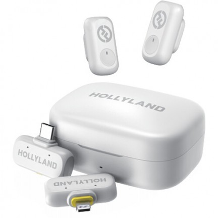 Hollyland LARK A1 Combo 2-Person Wireless Microphone System with USB-C and Lightning Connectors (Ivory White)