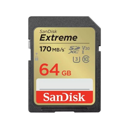 Sandisk Extreme 64GB 170mb/s SDXC UHS-I C10 U3 V30 Memory Card