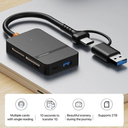 8in1 ADS-316 Type-C+USB Multi-function Card Reader