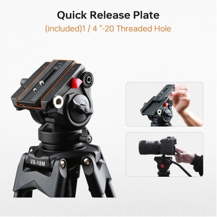 VILTROX VX-18M Heavy-Duty Video Tripod with VT-01 Fluid Head