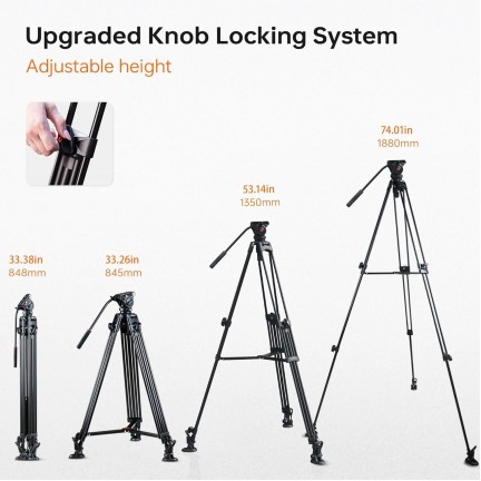 VILTROX VX-18M Heavy-Duty Video Tripod with VT-01 Fluid Head