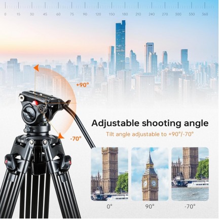 VILTROX VX-18M Heavy-Duty Video Tripod with VT-01 Fluid Head
