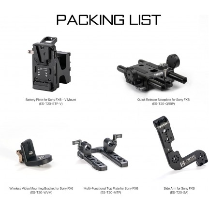 Tilta Camera Cage for Sony FX6 with V-Mount Battery Plate Advanced Kit (ES-T20-B-V)