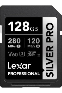 Lexar 128GB Professional SILVER PRO UHS-II V60 SDXC Memory Card R:280MB/s W:120MB/s