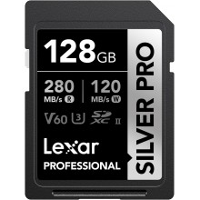 Lexar 128GB Professional SILVER PRO UHS-II V60 SDXC Memory Card R:280MB/s W:120MB/s
