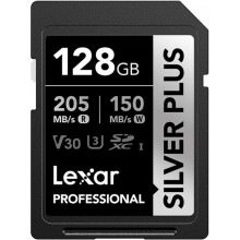 Lexar 128GB Professional SILVER PLUS UHS-I V30 SDXC Memory Card R:205MB/s W:150MB/s