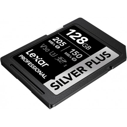 Lexar 128GB Professional SILVER PLUS UHS-I V30 SDXC Memory Card R:205MB/s W:150MB/s