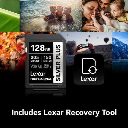 Lexar 128GB Professional SILVER PLUS UHS-I V30 SDXC Memory Card R:205MB/s W:150MB/s