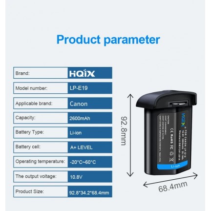 2600mAh Replacement LP-E19 Battery Pack