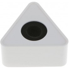Plastic Microphone Interview Triangular Logo Flag Station White