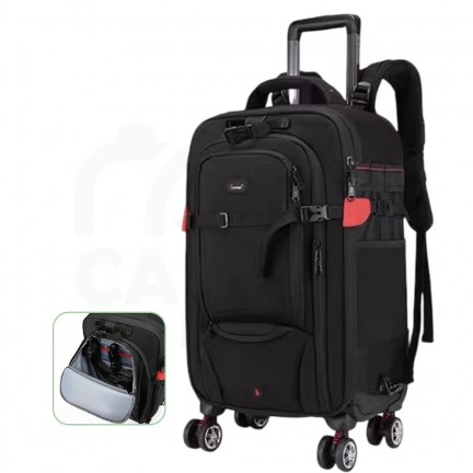 Camera Trolley Backpack with Wheels Professional DSLR Travel Bag (45L)
