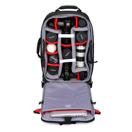 Camera Trolley Backpack with Wheels Professional DSLR Travel Bag (45L)