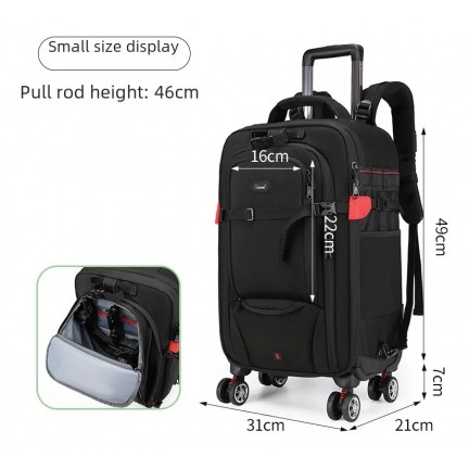 Camera Trolley Backpack with Wheels Professional DSLR Travel Bag (45L)