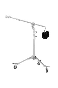 NiceFoto LS-M6 Stainless Steel Heavy Duty Adjustable Light Stand With Wheels and Arms