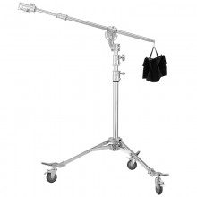 NiceFoto LS-M6 Stainless Steel Heavy Duty Adjustable Light Stand With Wheels and Arms