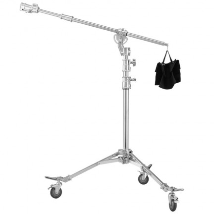 NiceFoto LS-M6 Stainless Steel Heavy Duty Adjustable Light Stand With Wheels and Arms