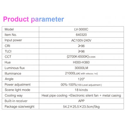 NiceFoto LV-3000C RGBWW Color 300W LED Video Light