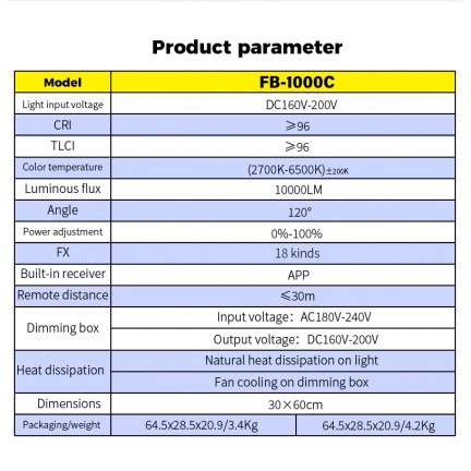 NiceFoto FB-1000C 100W RGBW Folding Fabric LED Light